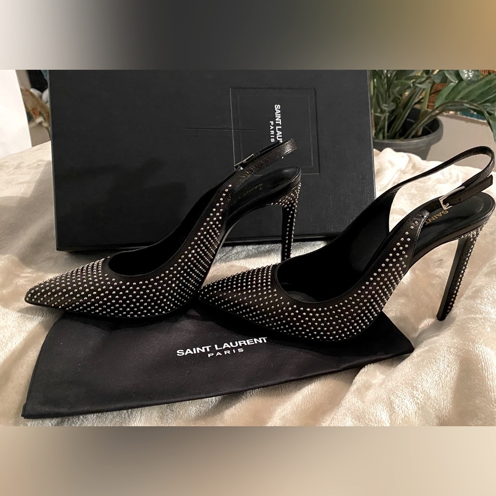 Saint Laurent (Yves Saint Laurent) Studded Slingback Heels 39